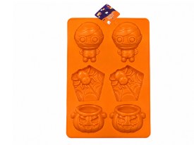 Molde silicona 6 figuras Halloween momia araña y calabaza